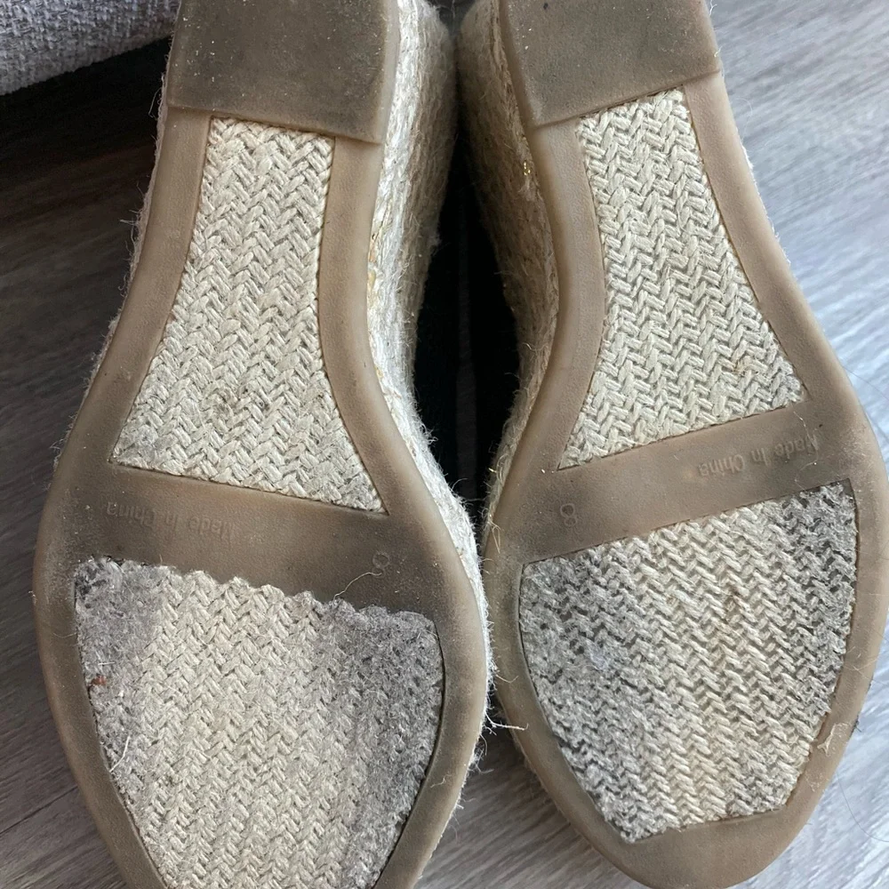 Nine West Vintage America Black Espadrille Wedge Heels | Size 8